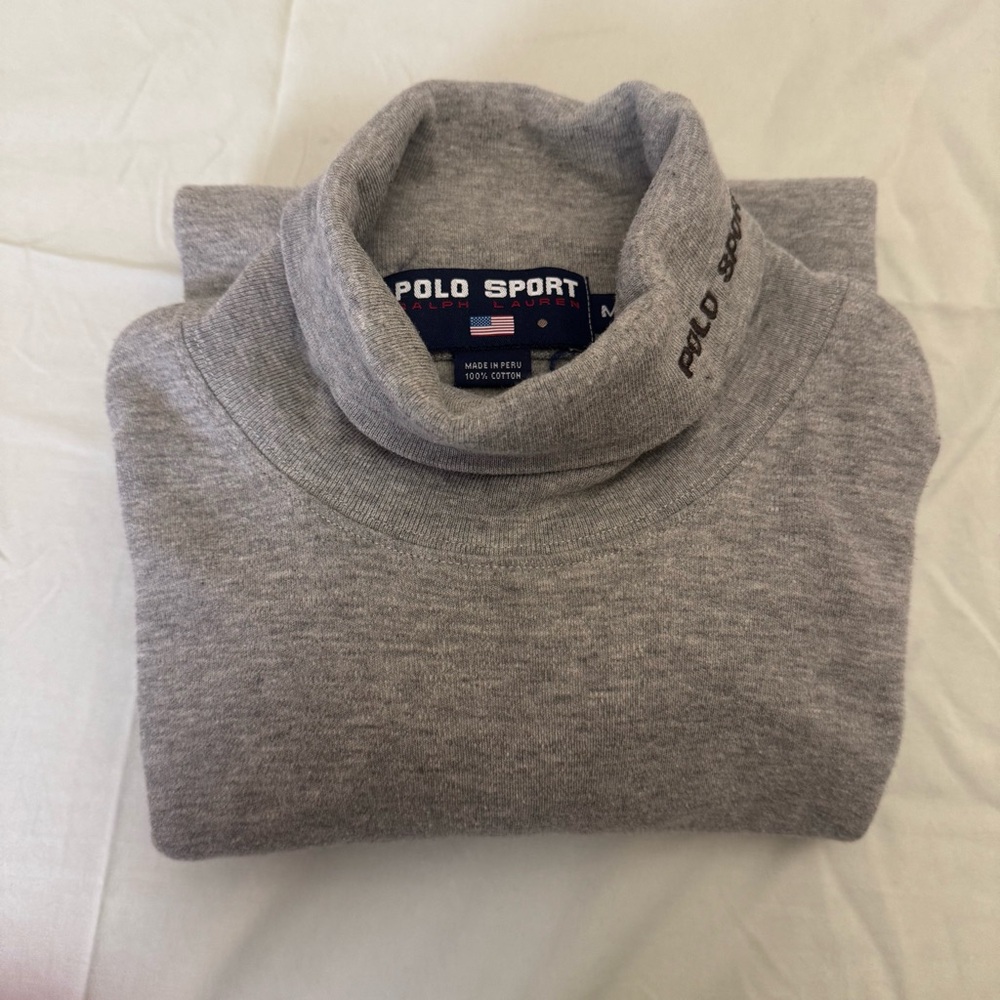 Vintage Polo Sport Ralph Lauren Grey Mock Neck Long Sleeve – Men’s M